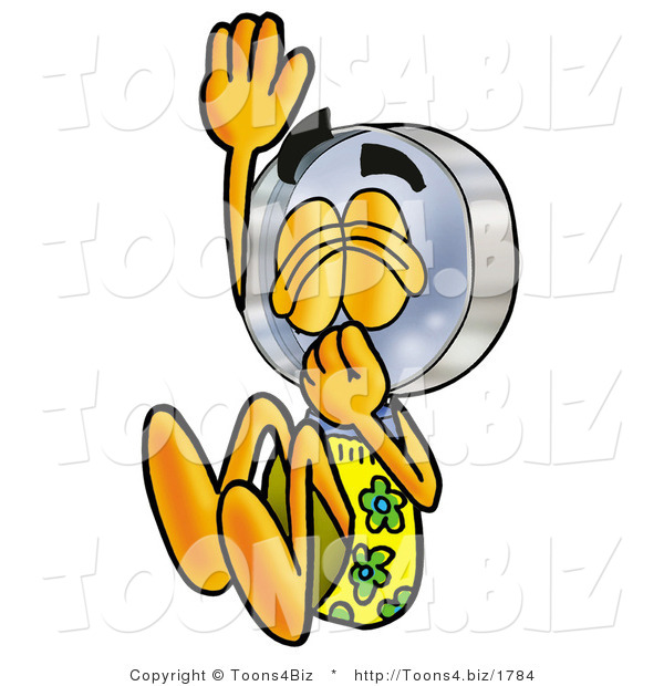 Illustration of a Cartoon Magnifying Glass Mascot Plugging His Nose While Jumping into Water