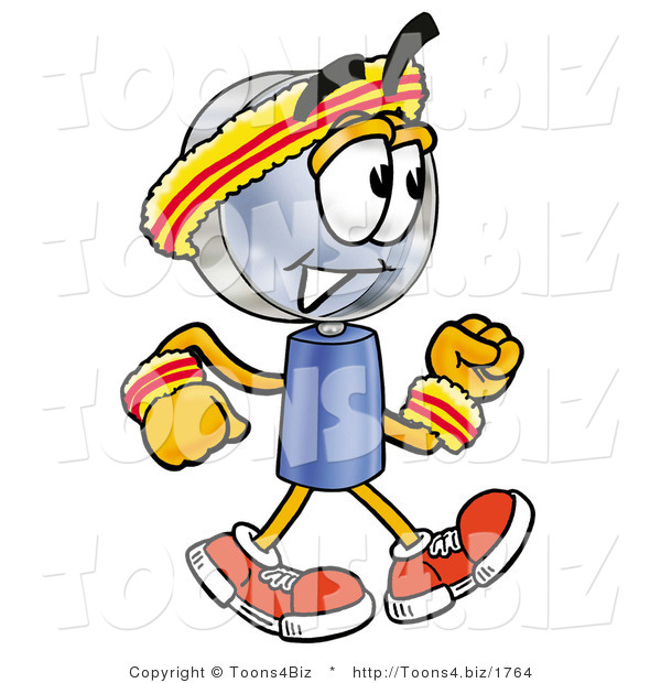 Illustration of a Cartoon Magnifying Glass Mascot Speed Walking or Jogging
