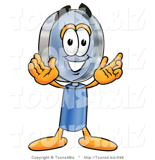 Illustration of a Cartoon Magnifying Glass Mascot with Welcoming Open Arms