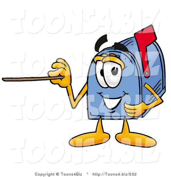 Illustration of a Cartoon Mailbox Holding a Pointer Stick