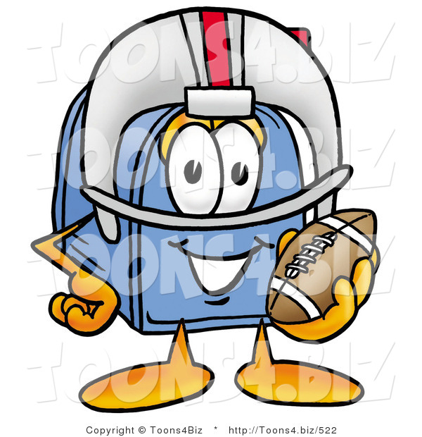 Illustration of a Cartoon Mailbox in a Helmet, Holding a Football