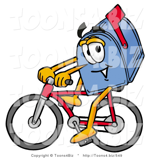 Illustration of a Cartoon Mailbox Riding a Bicycle