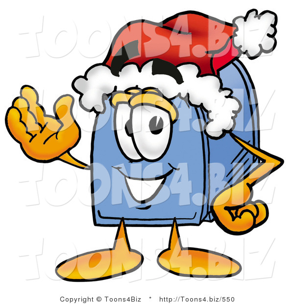 Illustration of a Cartoon Mailbox Wearing a Santa Hat and Waving