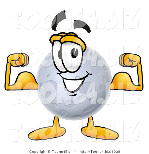 Illustration of a Cartoon Moon Mascot Flexing His Arm Muscles