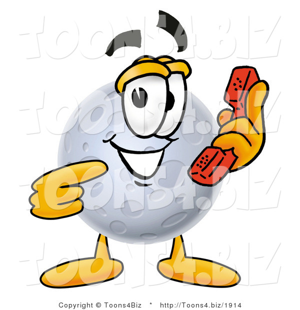 Illustration of a Cartoon Moon Mascot Holding a Telephone