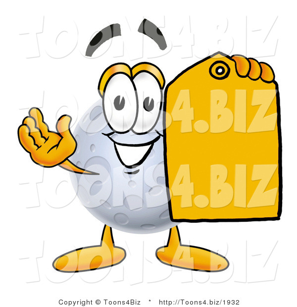 Illustration of a Cartoon Moon Mascot Holding a Yellow Sales Price Tag
