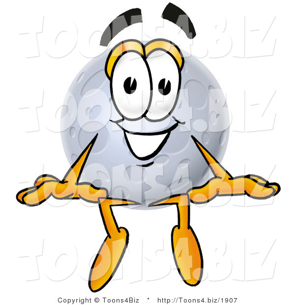 Illustration of a Cartoon Moon Mascot Sitting