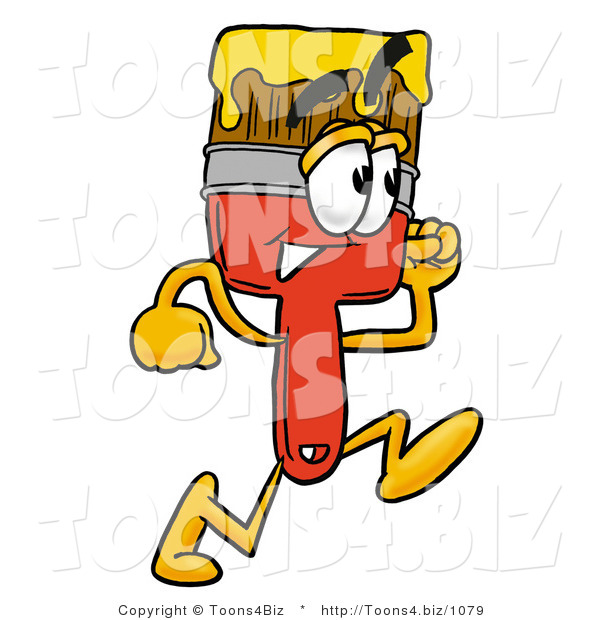 Illustration of a Cartoon Paint Brush Mascot Running