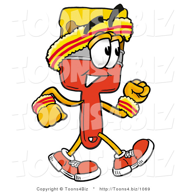 Illustration of a Cartoon Paint Brush Mascot Speed Walking or Jogging