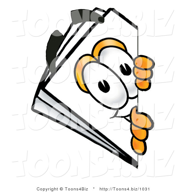 Illustration of a Cartoon Paper Mascot Peeking Around a Corner