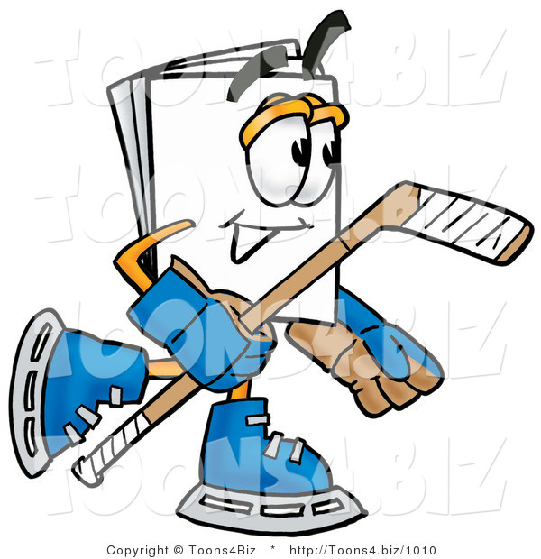 Illustration of a Cartoon Paper Mascot Playing Ice Hockey