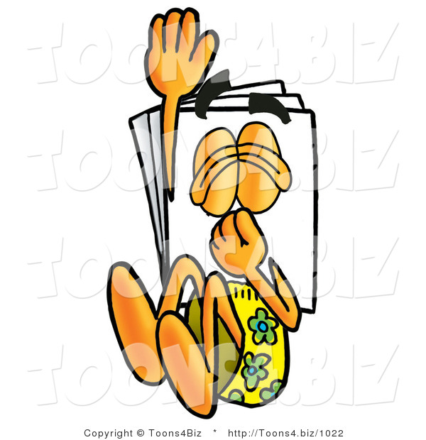 Illustration of a Cartoon Paper Mascot Plugging His Nose While Jumping into Water