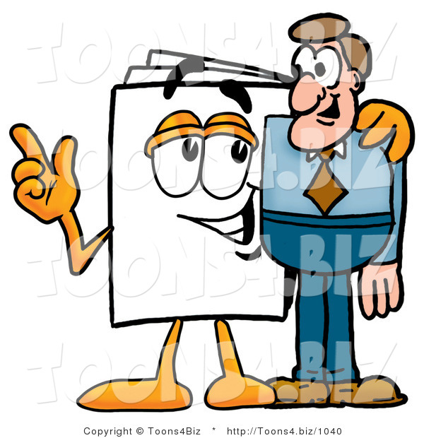 Illustration of a Cartoon Paper Mascot Talking to a Business Man