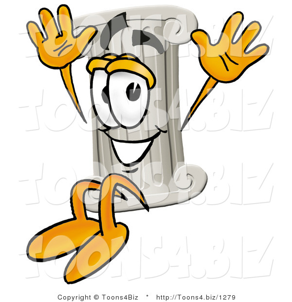 Illustration of a Cartoon Pillar Mascot Jumping