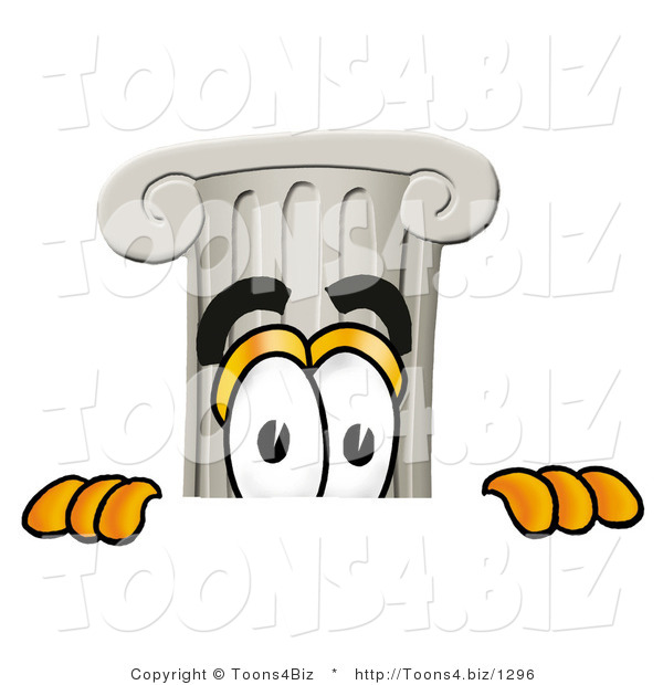 Illustration of a Cartoon Pillar Mascot Peeking over a Surface