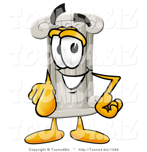 Illustration of a Cartoon Pillar Mascot Pointing at the Viewer