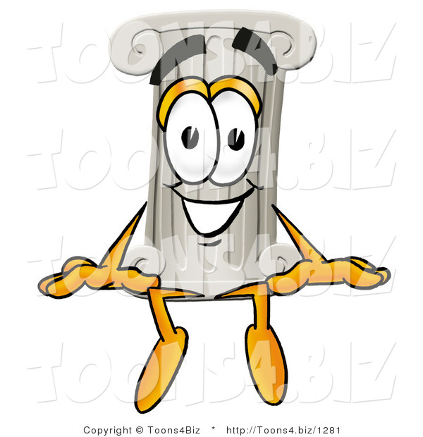 Illustration of a Cartoon Pillar Mascot Sitting