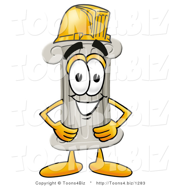 Illustration of a Cartoon Pillar Mascot Wearing a Helmet