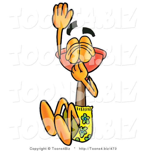 Illustration of a Cartoon Plunger Mascot Plugging His Nose While Jumping into Water