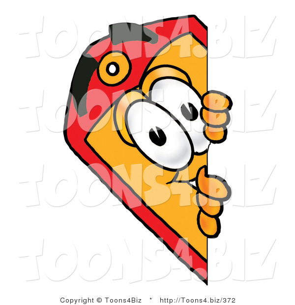 Illustration of a Cartoon Price Tag Mascot Peeking Around a Corner