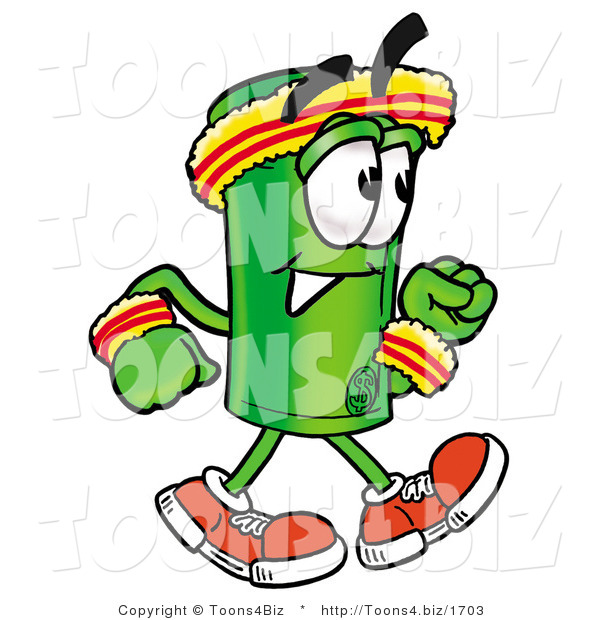 Illustration of a Cartoon Rolled Money Mascot Speed Walking or Jogging