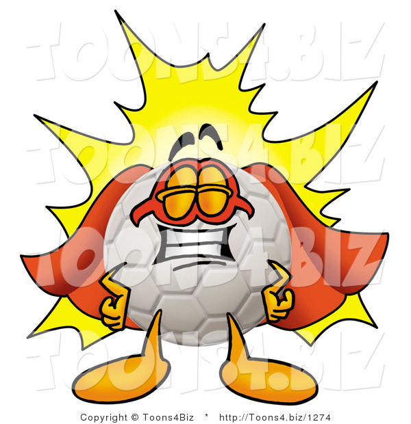 Illustration of a Cartoon Soccer Ball Mascot Dressed As a Super Hero