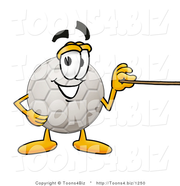 Illustration of a Cartoon Soccer Ball Mascot Holding a Pointer Stick