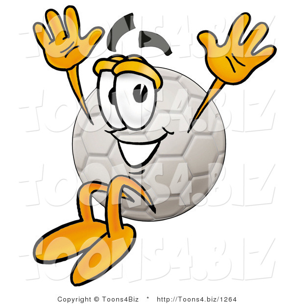 Illustration of a Cartoon Soccer Ball Mascot Jumping
