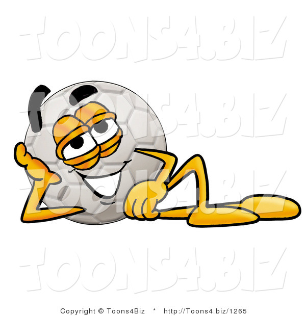 Illustration of a Cartoon Soccer Ball Mascot Resting His Head on His Hand