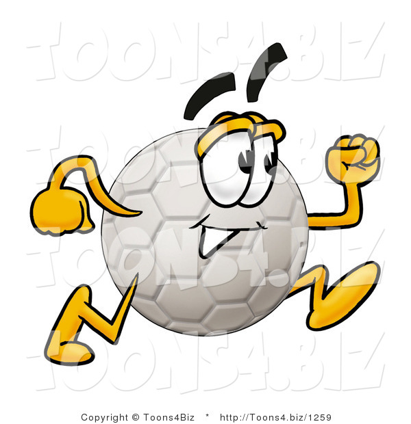 Illustration of a Cartoon Soccer Ball Mascot Running