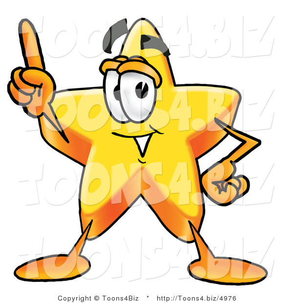 Illustration of a Cartoon Star Mascot Pointing Upwards