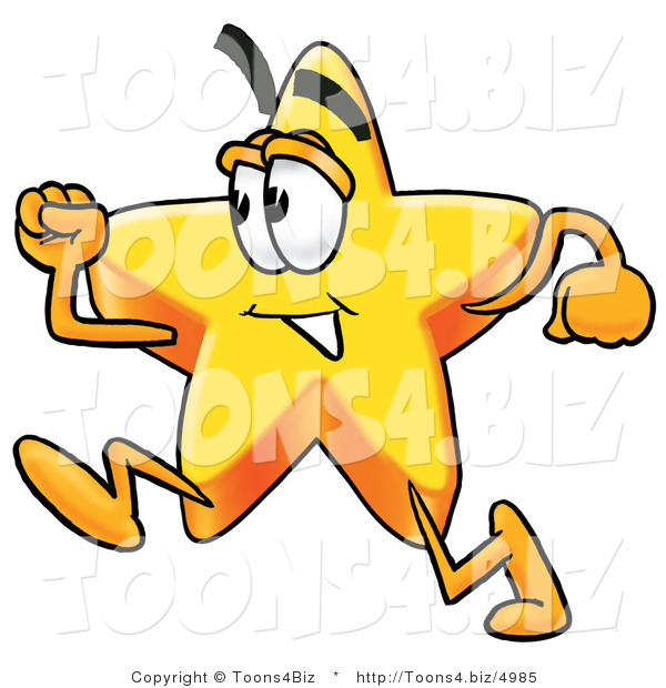 Illustration of a Cartoon Star Mascot Running