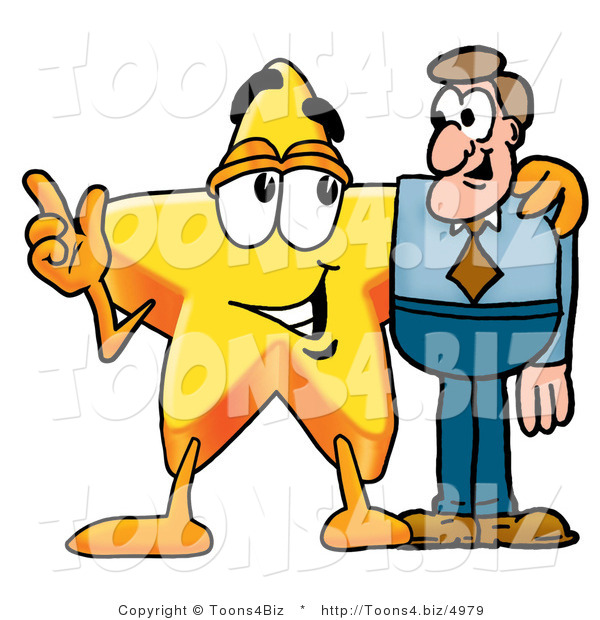 Illustration of a Cartoon Star Mascot Talking to a Business Man