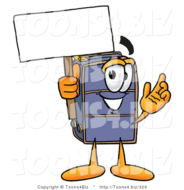 Illustration of a Cartoon Suitcase Mascot Holding a Blank Sign