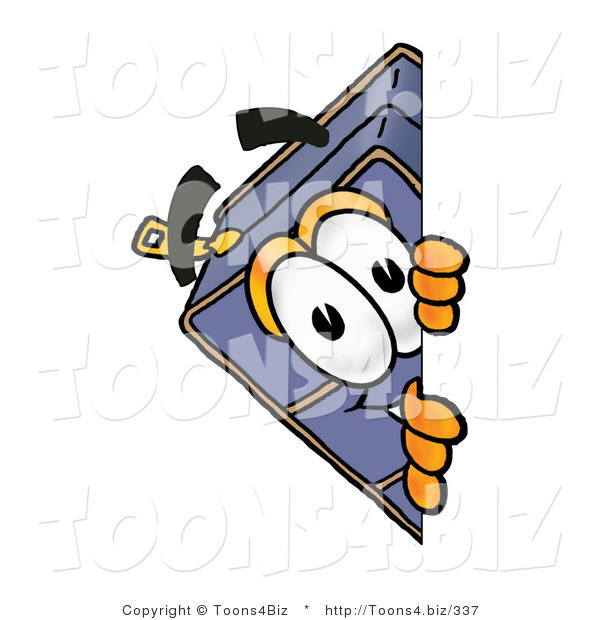 Illustration of a Cartoon Suitcase Mascot Peeking Around a Corner