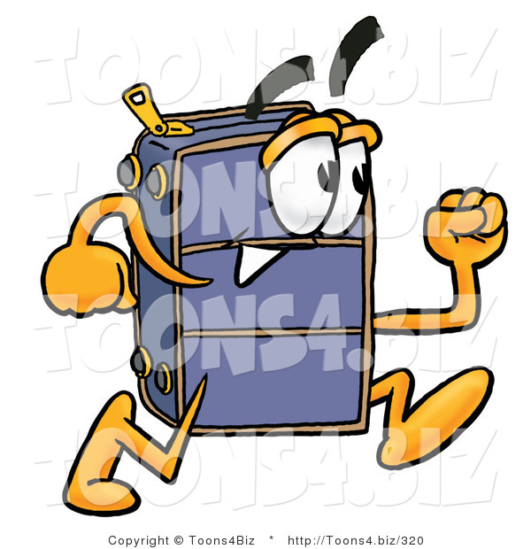 Illustration of a Cartoon Suitcase Mascot Running