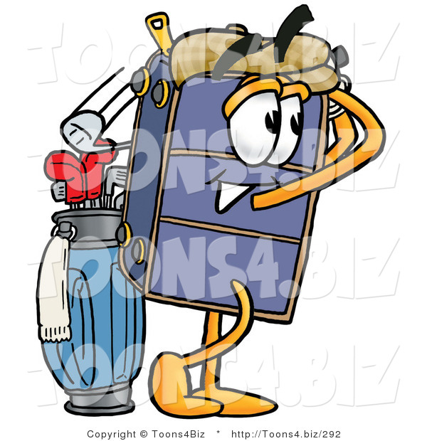 Illustration of a Cartoon Suitcase Mascot Swinging His Golf Club While Golfing
