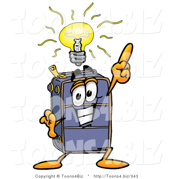 Illustration of a Cartoon Suitcase Mascot with a Bright Idea