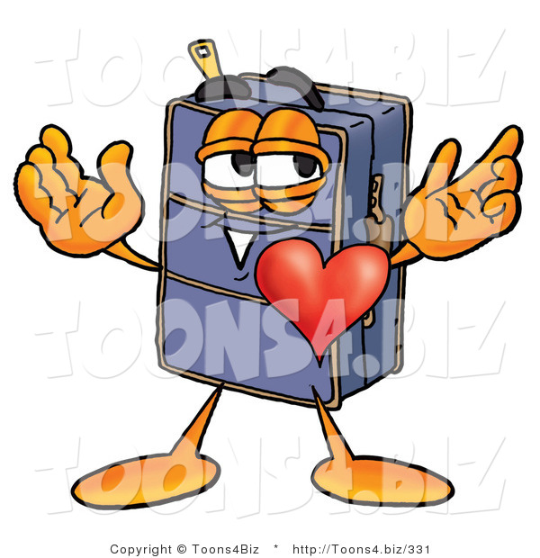 Illustration of a Cartoon Suitcase Mascot with His Heart Beating out of His Chest