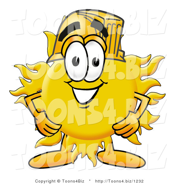 Illustration of a Cartoon Sun Mascot Wearing a Helmet
