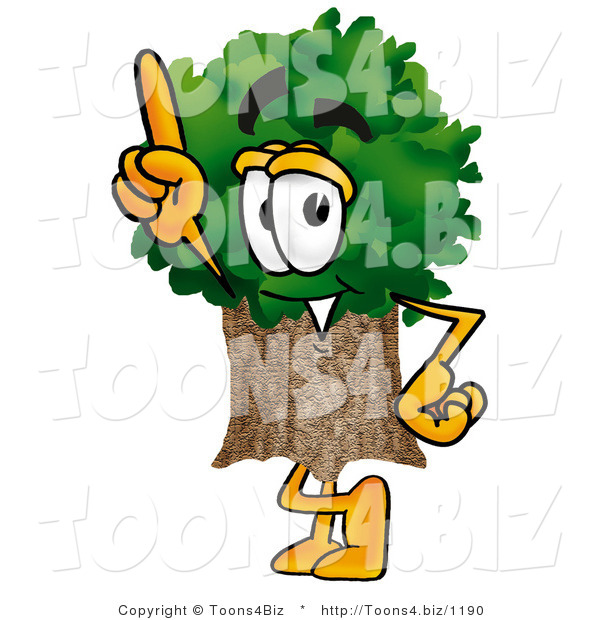 Illustration of a Cartoon Tree Mascot Pointing Upwards