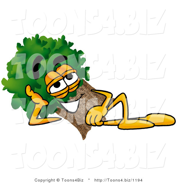 Illustration of a Cartoon Tree Mascot Resting His Head on His Hand