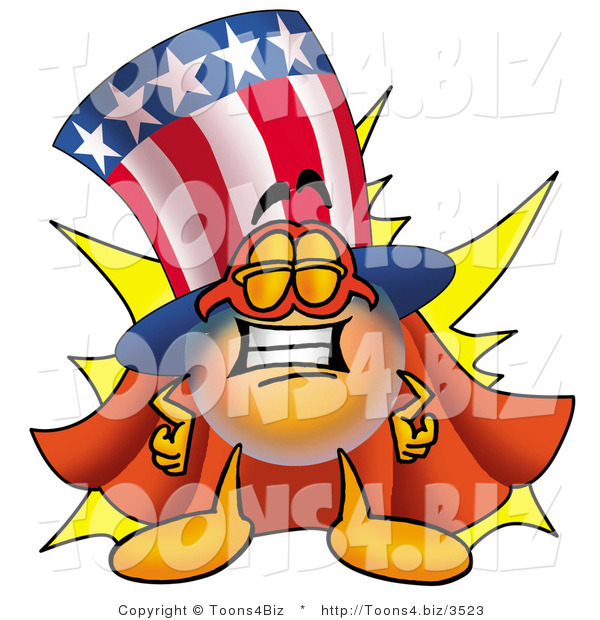 Illustration of a Cartoon Uncle Sam Mascot Dressed As a Super Hero