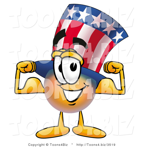 Illustration of a Cartoon Uncle Sam Mascot Flexing His Arm Muscles