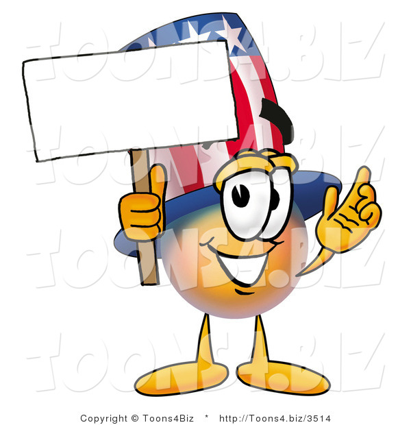 Illustration of a Cartoon Uncle Sam Mascot Holding a Blank Sign