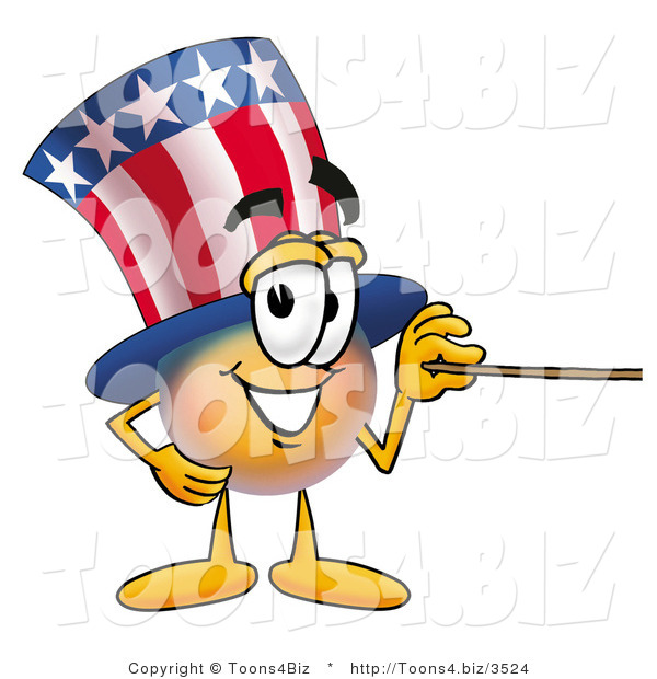 Illustration of a Cartoon Uncle Sam Mascot Holding a Pointer Stick