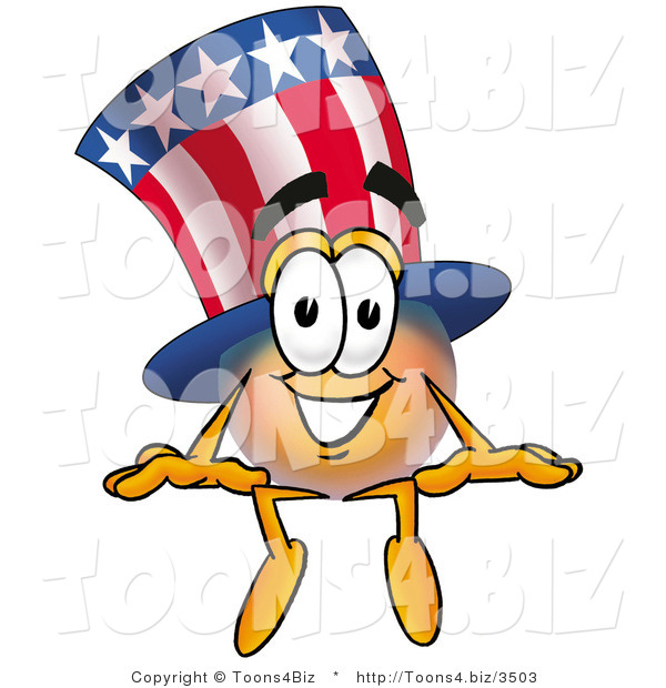 Illustration of a Cartoon Uncle Sam Mascot Sitting