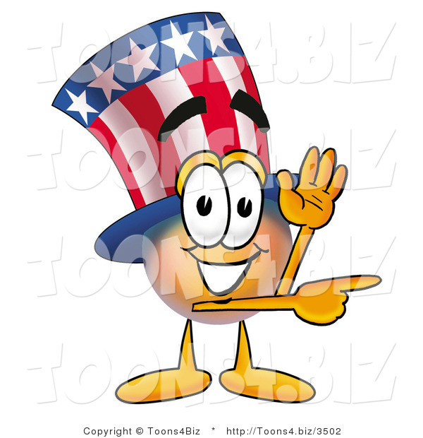 Illustration of a Cartoon Uncle Sam Mascot Waving and Pointing