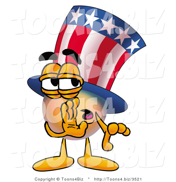 Illustration of a Cartoon Uncle Sam Mascot Whispering and Gossiping