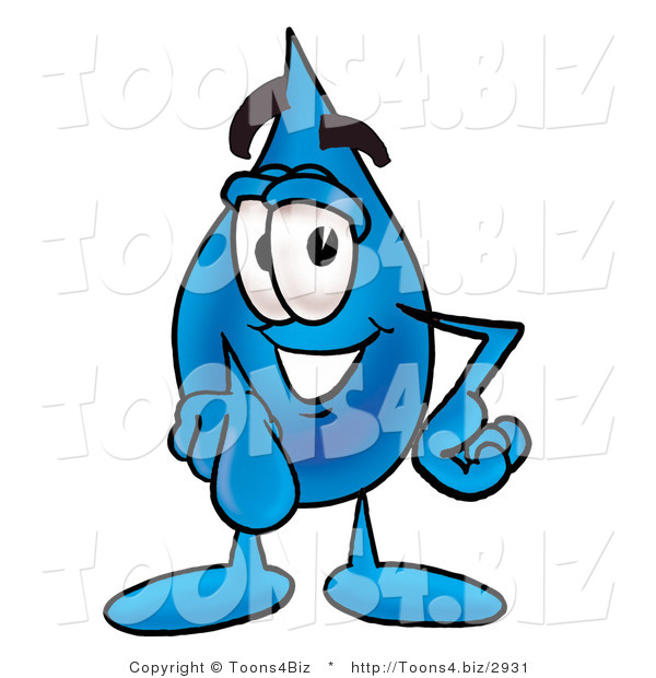 Illustration of a Cartoon Water Drop Mascot Pointing at the Viewer